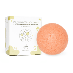 Gąbka Konjac z różową glinką i rumiankiem